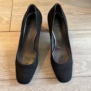 Stuart Weitzman Black Suede Block Heels